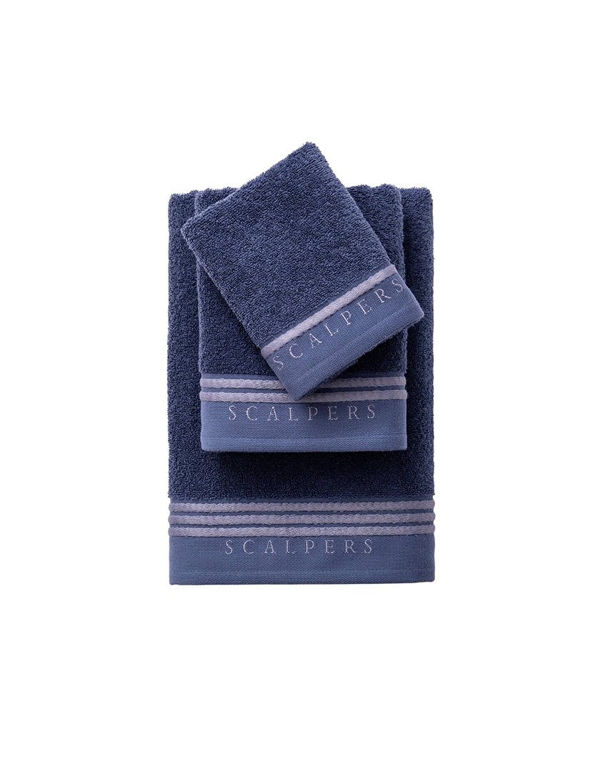 Conjunto de 4 jogos de 3 toalhas azul-marinho