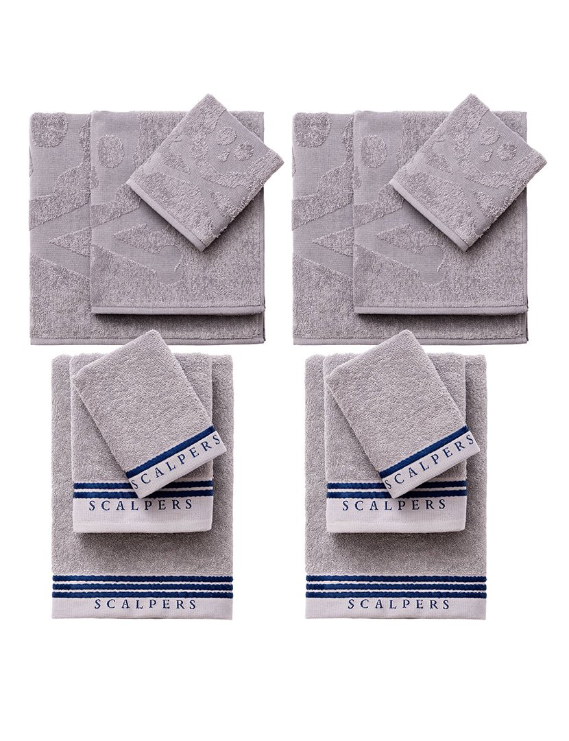 Conjunto de 4 jogos de 3 toalhas cinzentas