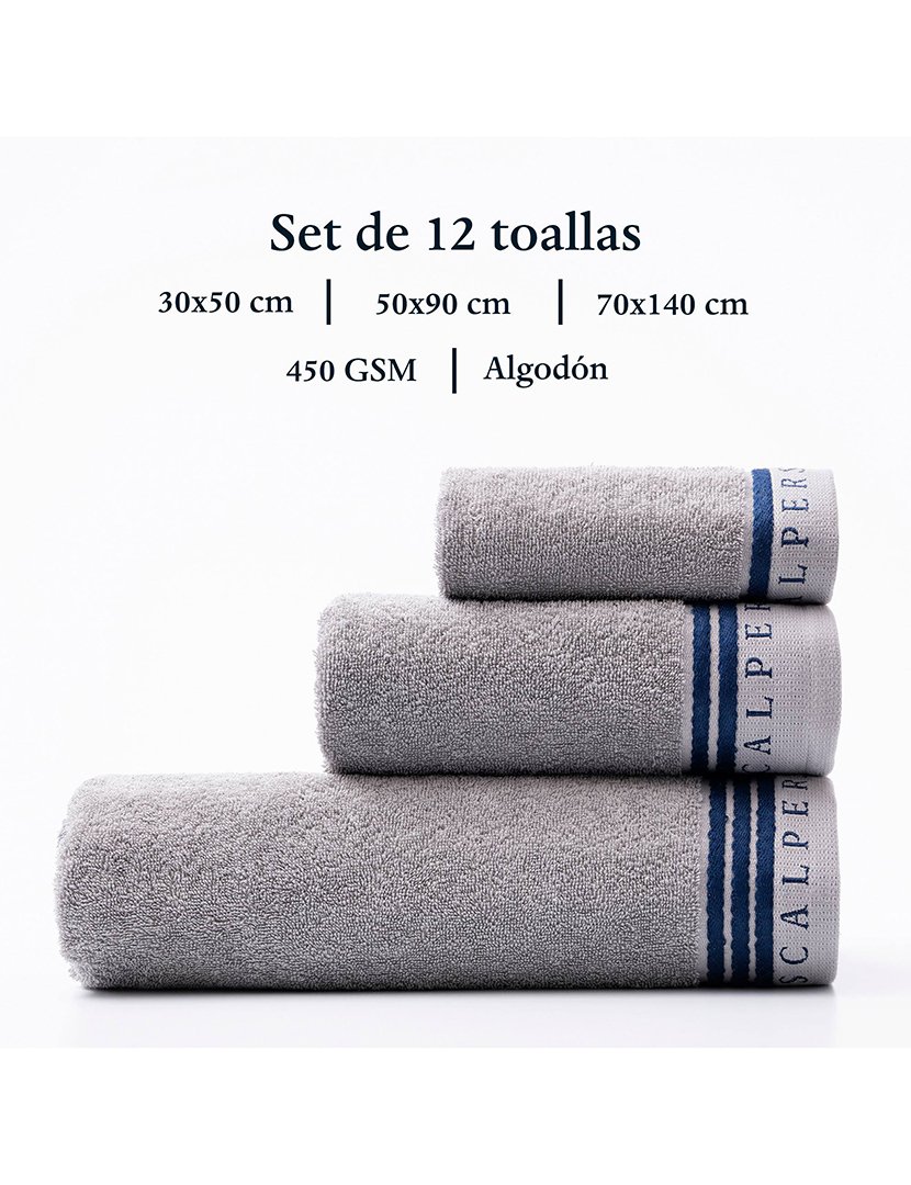 Conjunto de 4 jogos de 3 toalhas cinzentas