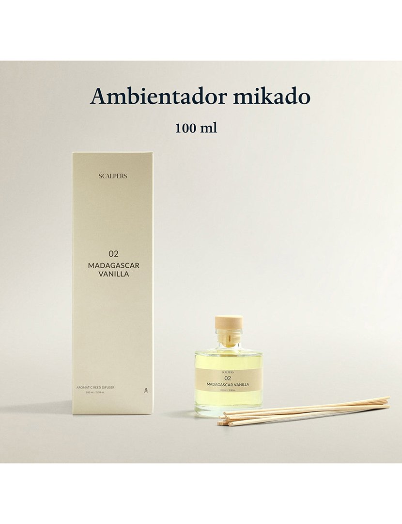 Set de 3 difusores mikado de 100ml aromas a vainilla de madagascar-cedro-light green scalpers