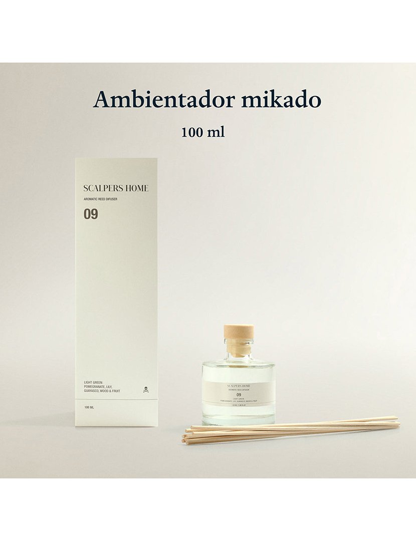 Set de 3 difusores mikado de 100ml aromas a vainilla de madagascar-cedro-light green scalpers