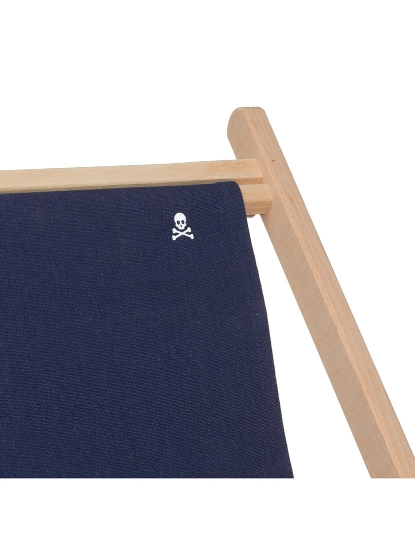 Conjunto de 2 redes dobráveis em madeira de faia sem estrutura de braços sem verniz cambistas de lona azul escuro