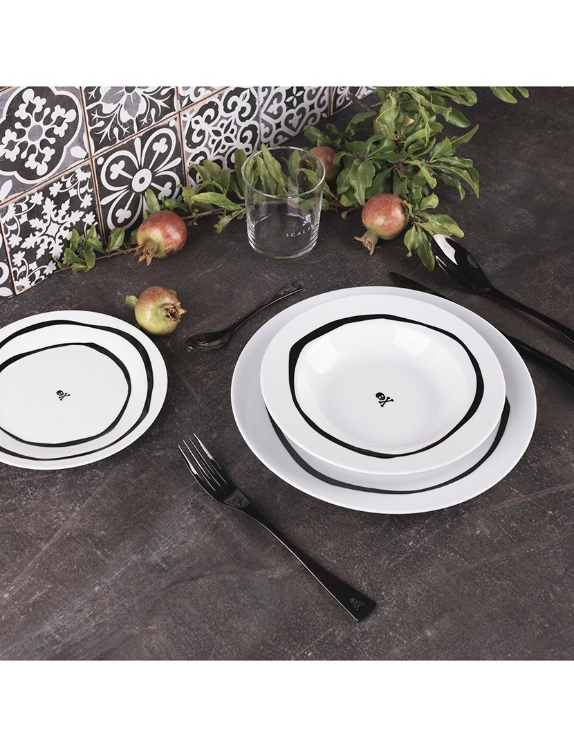 Conjunto Loiça 24 peças Preto/Branco 