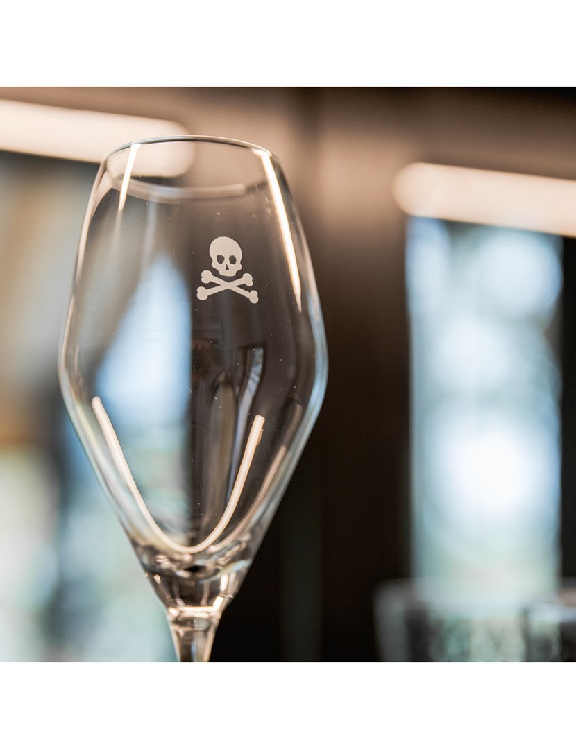 Conjunto 6 taças de champanhe caveira cristal 182ml