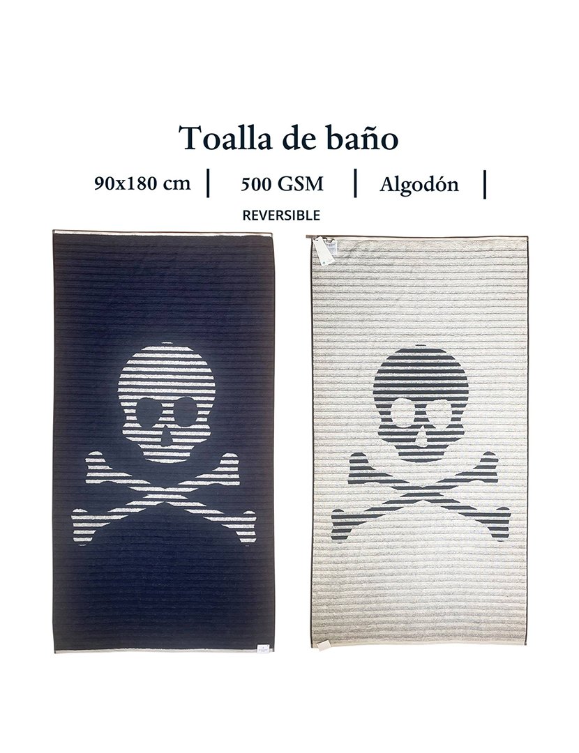Conjunto de 2 toalhas 90x180cm 100% algodão 500gsm bege + azul marinho scalpers home