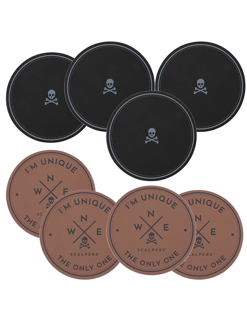 Conjunto 8 bases copos preto/castanho