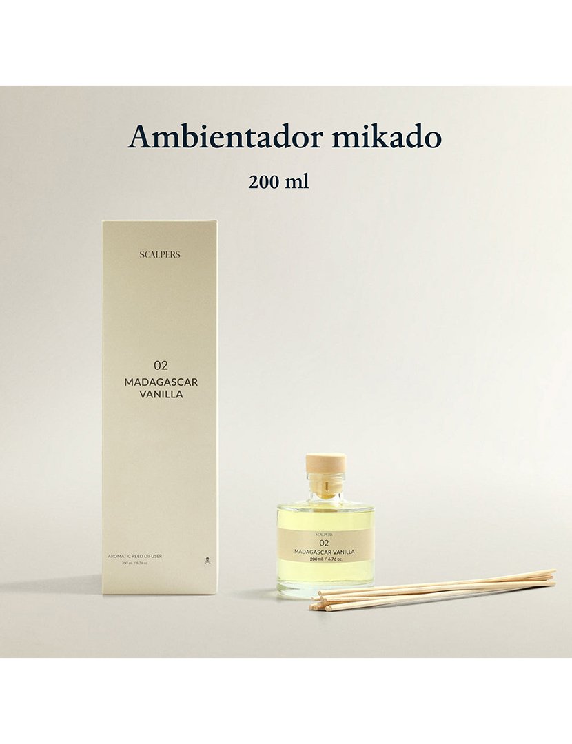 Difusor de mikado de 200ml com aroma de baunilha de Madagascar escalpeladores