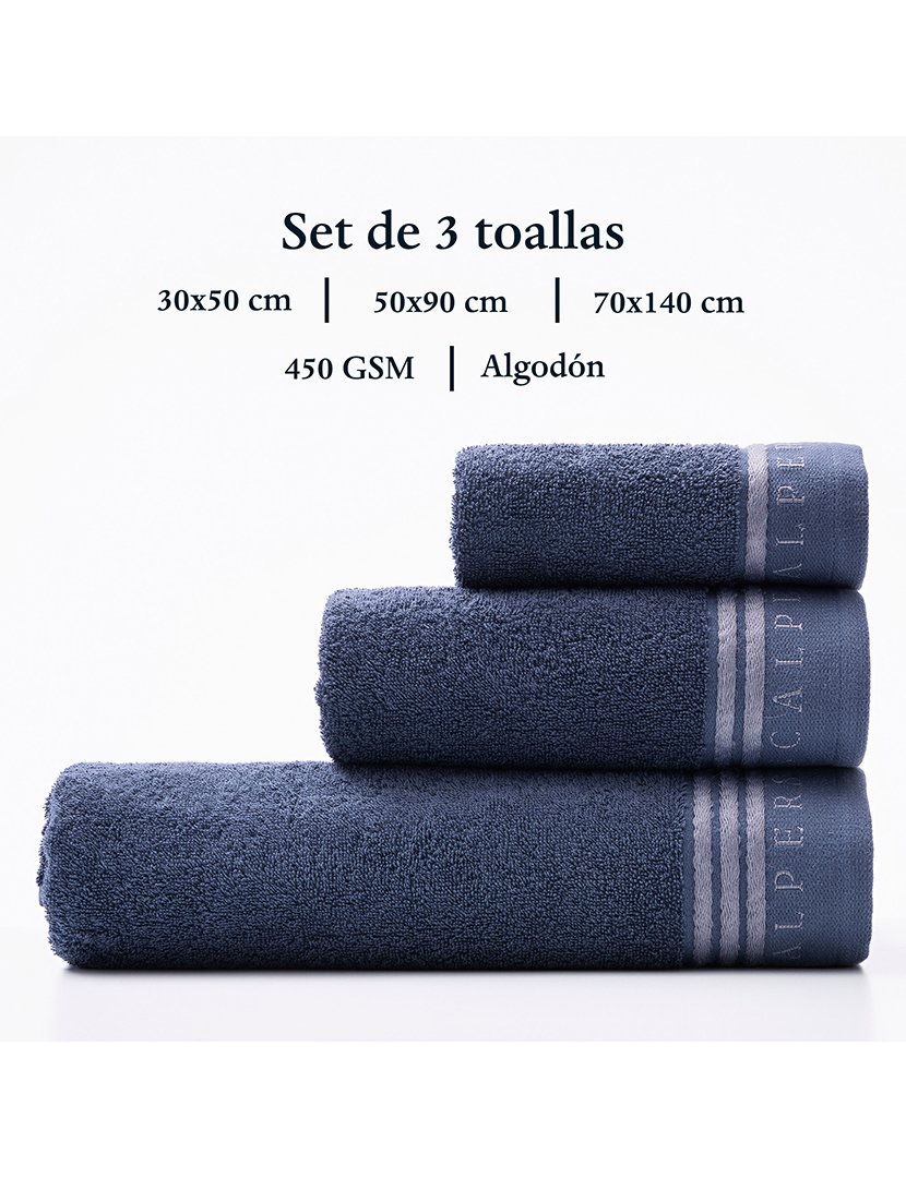 Conjunto de toalhas de banho (30x50cm + 50x90cm + 70x140cm) Azul/Cinzento