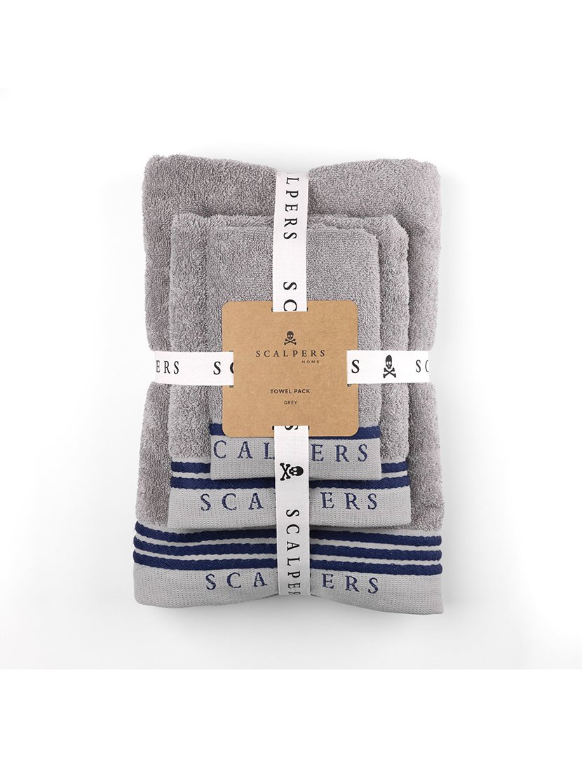 Conjunto de toalhas de banho (30x50cm + 50x90cm + 70x140cm) Cinzento/Azul