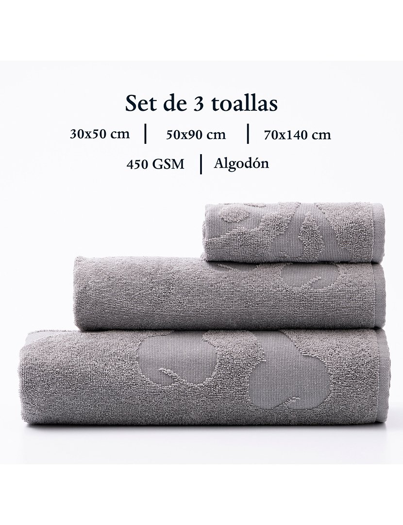 Conjunto de toalhas de banho caveira (30x50cm + 50x90cm + 70x140cm) Cinzento