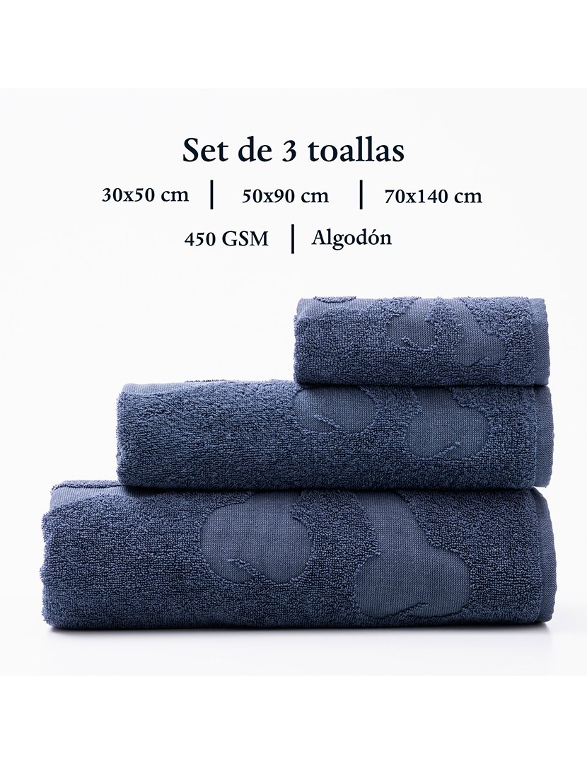 Conjunto de toalhas de banho caveira (30x50cm + 50x90cm + 70x140cm) Azul