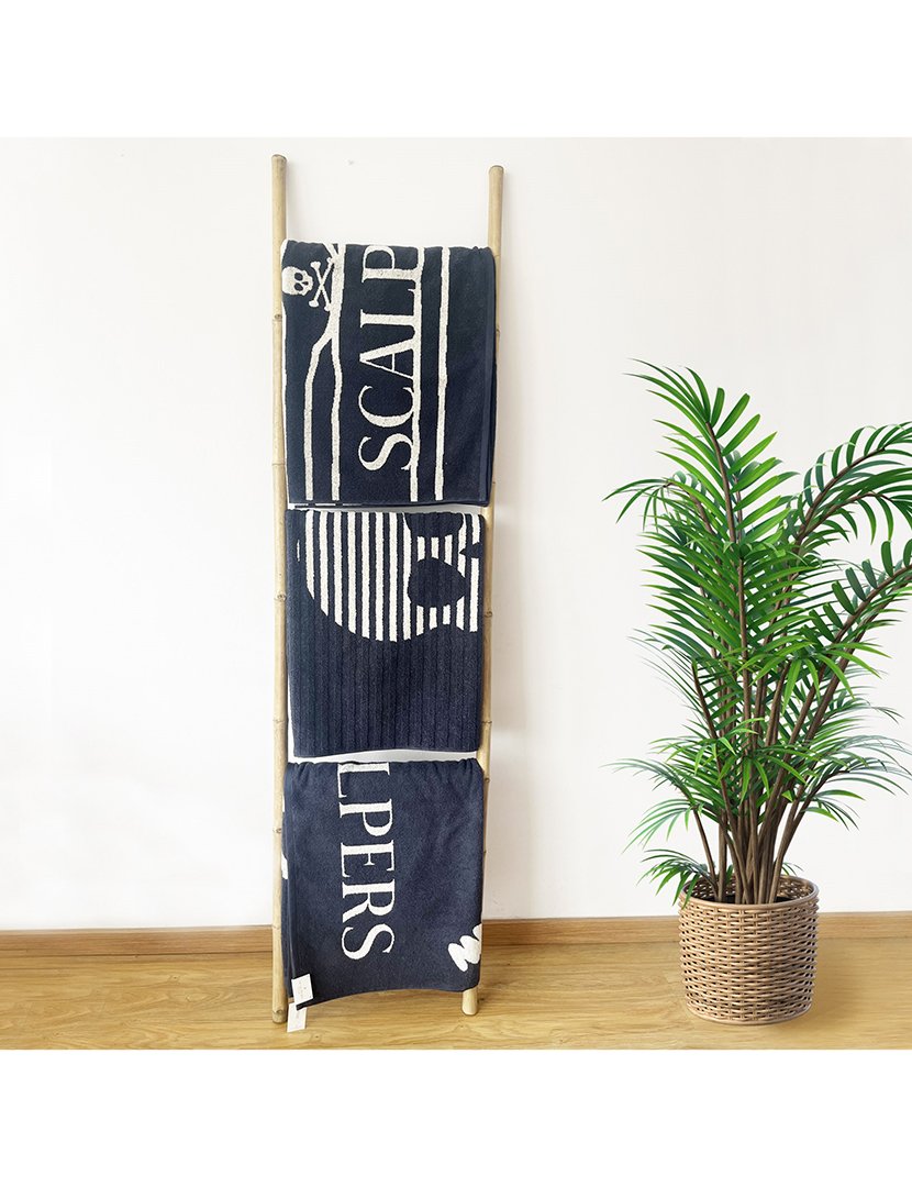 Toalha de Praia 90x180 cm Riscas Azul Marinho 