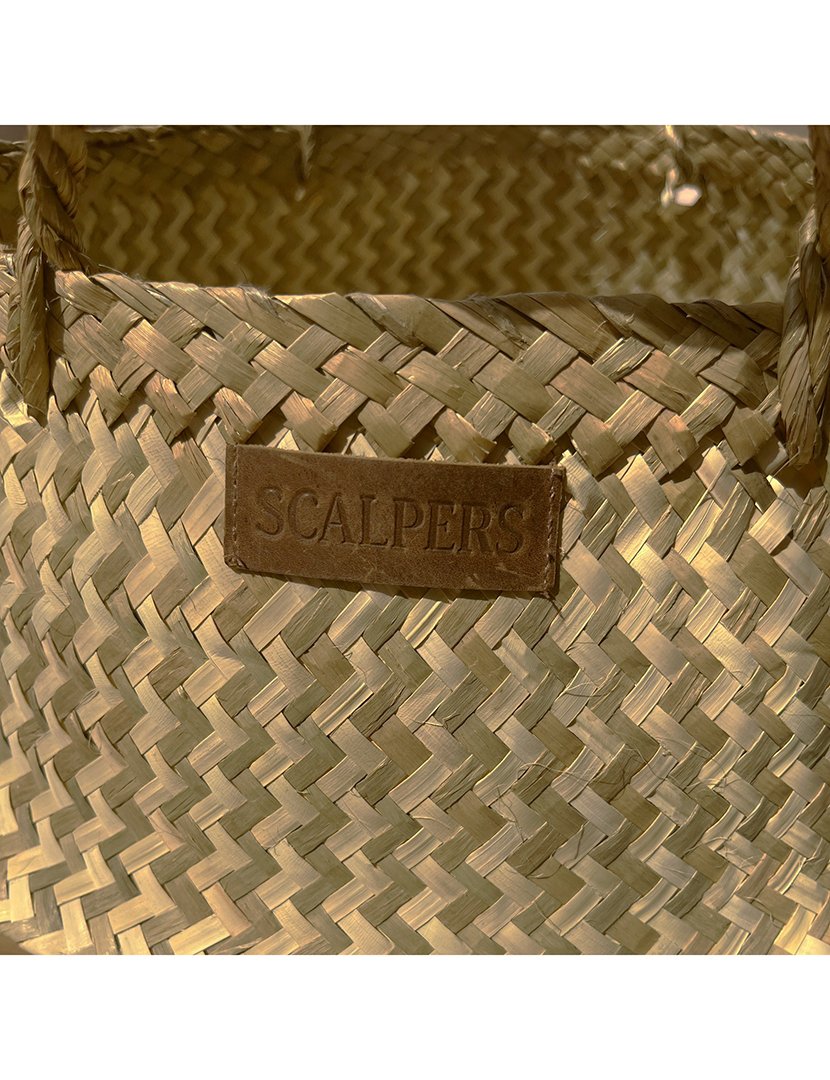 Cesto dobrável natural e branco