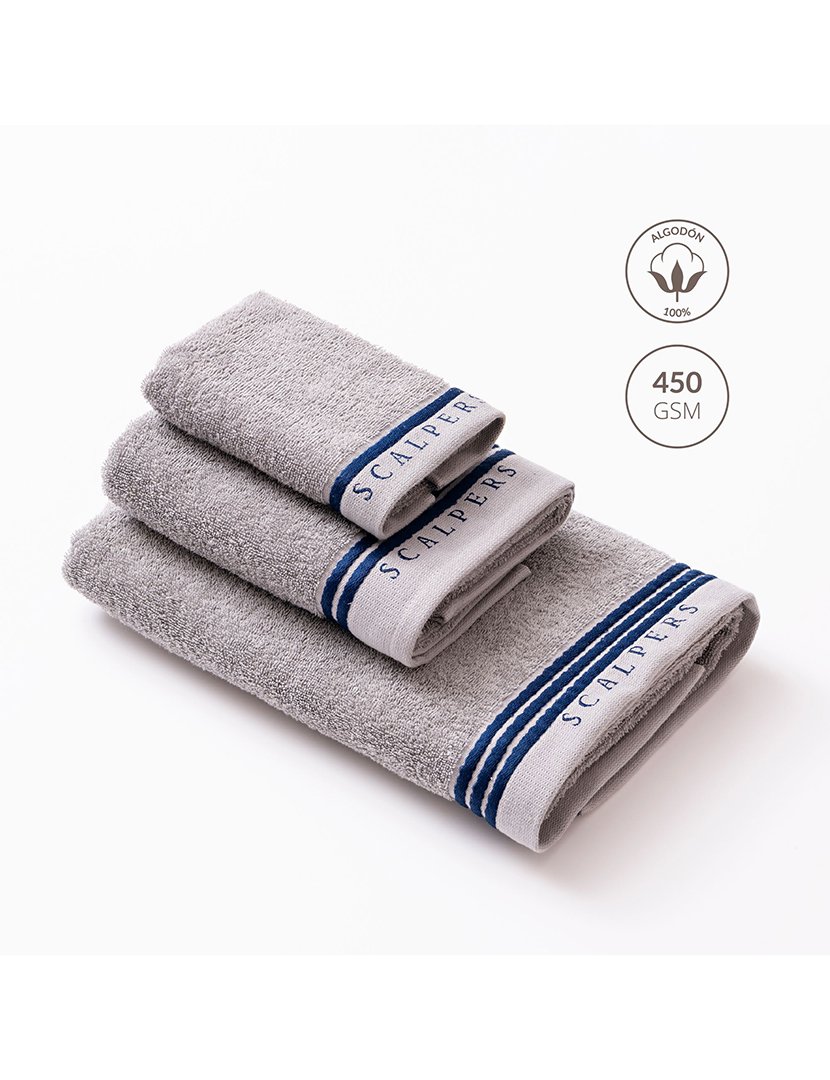 Conjunto de Toalhas de Banho Cinzento/Azul