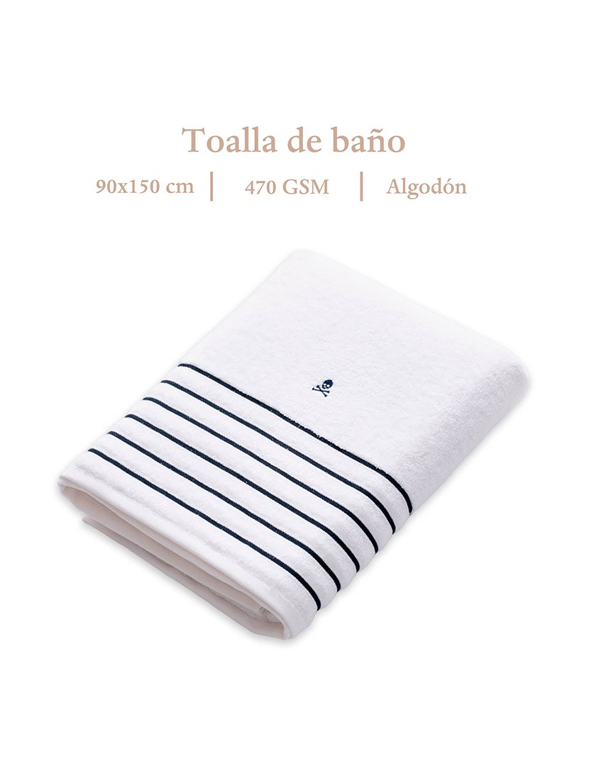 Toalha de Banho Listrada Branco 90x150cm