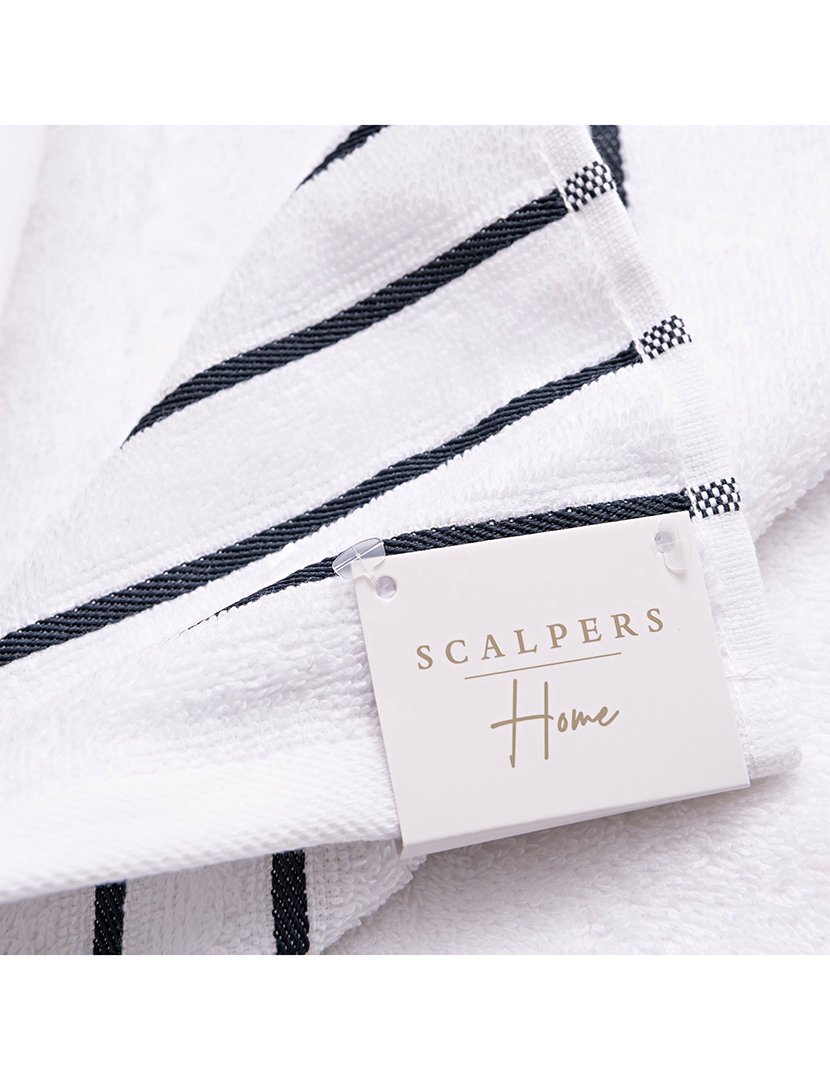 Toalha de Banho Listrada Branco 90x150cm