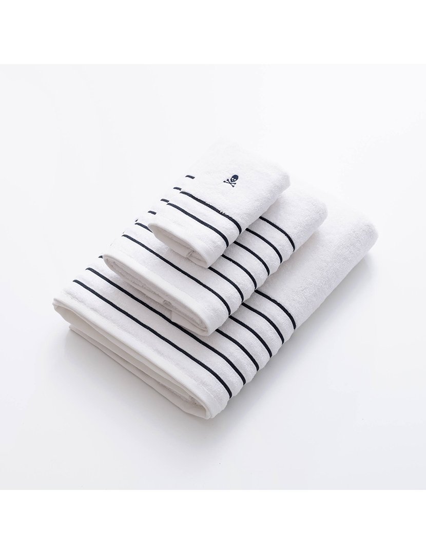 Toalha de Banho Listrada Branco 90x150cm