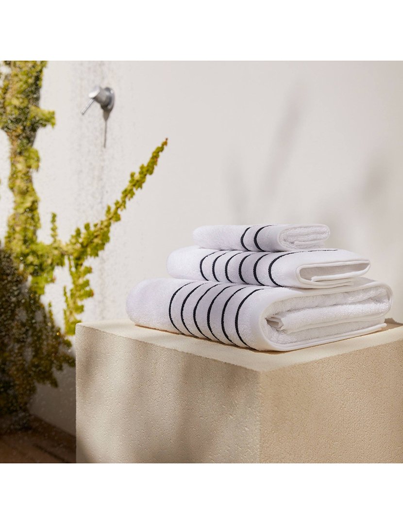 Toalha de Banho Listrada Branco 90x150cm