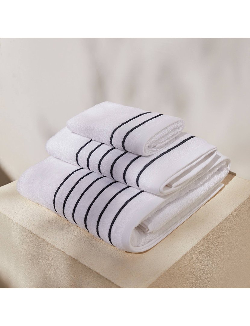 Toalha de Banho Listrada Branco 90x150cm