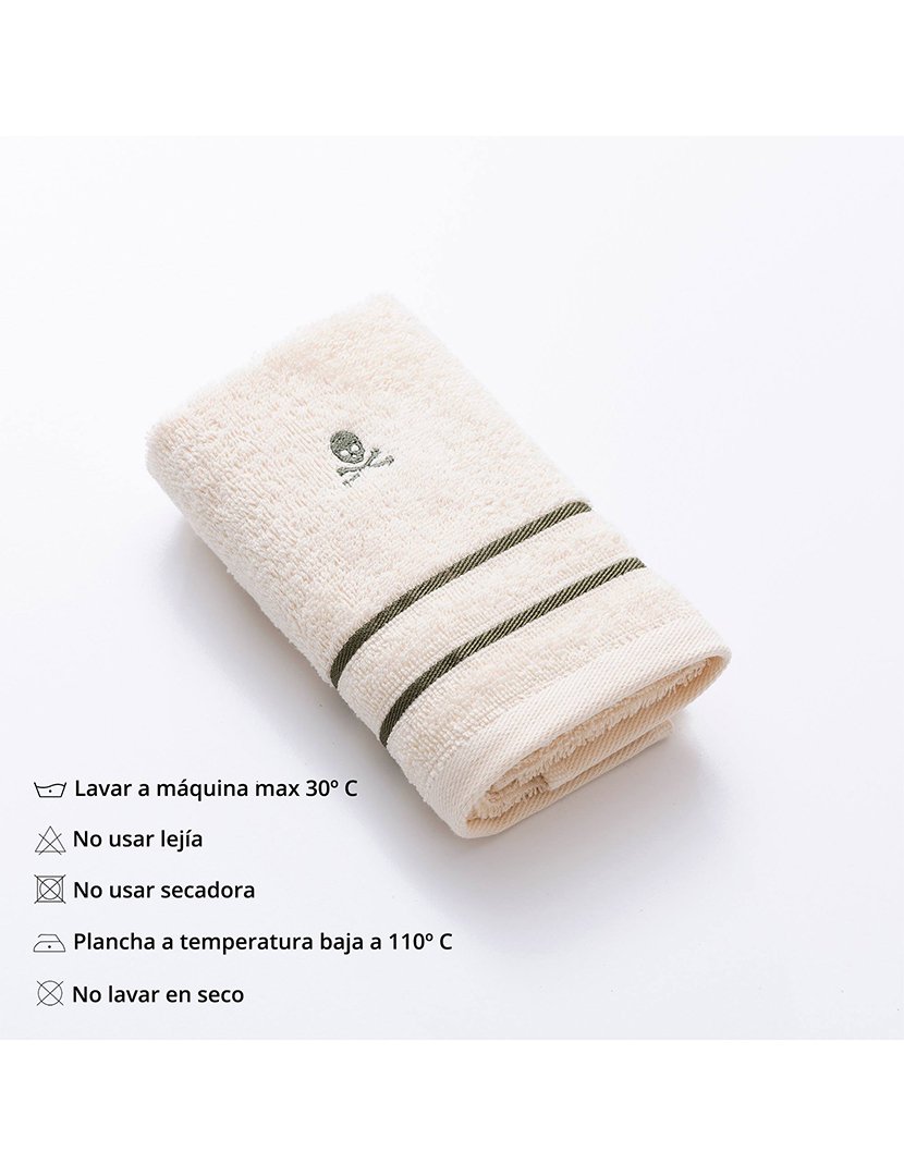 Toalha de Mãos Bege Riscas Verdes 30x50 cm 