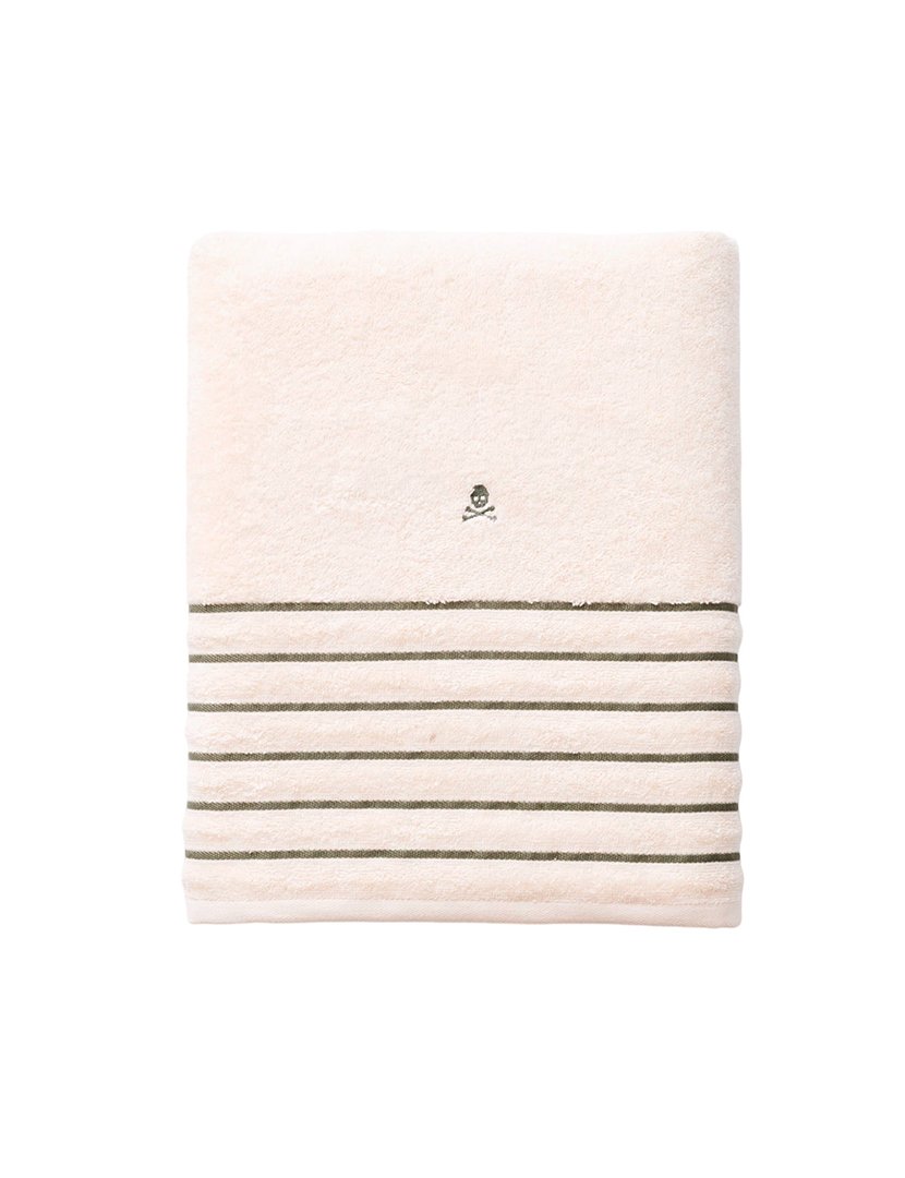 Toalha de Banho Bege Riscas verdes 90x150 cm 