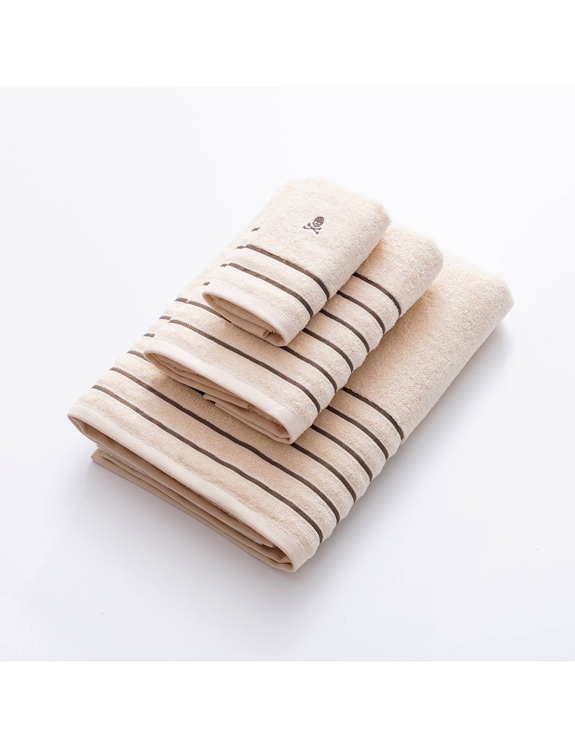 Toalha de Mãos Bege Riscas Castanho 30x50 cm 
