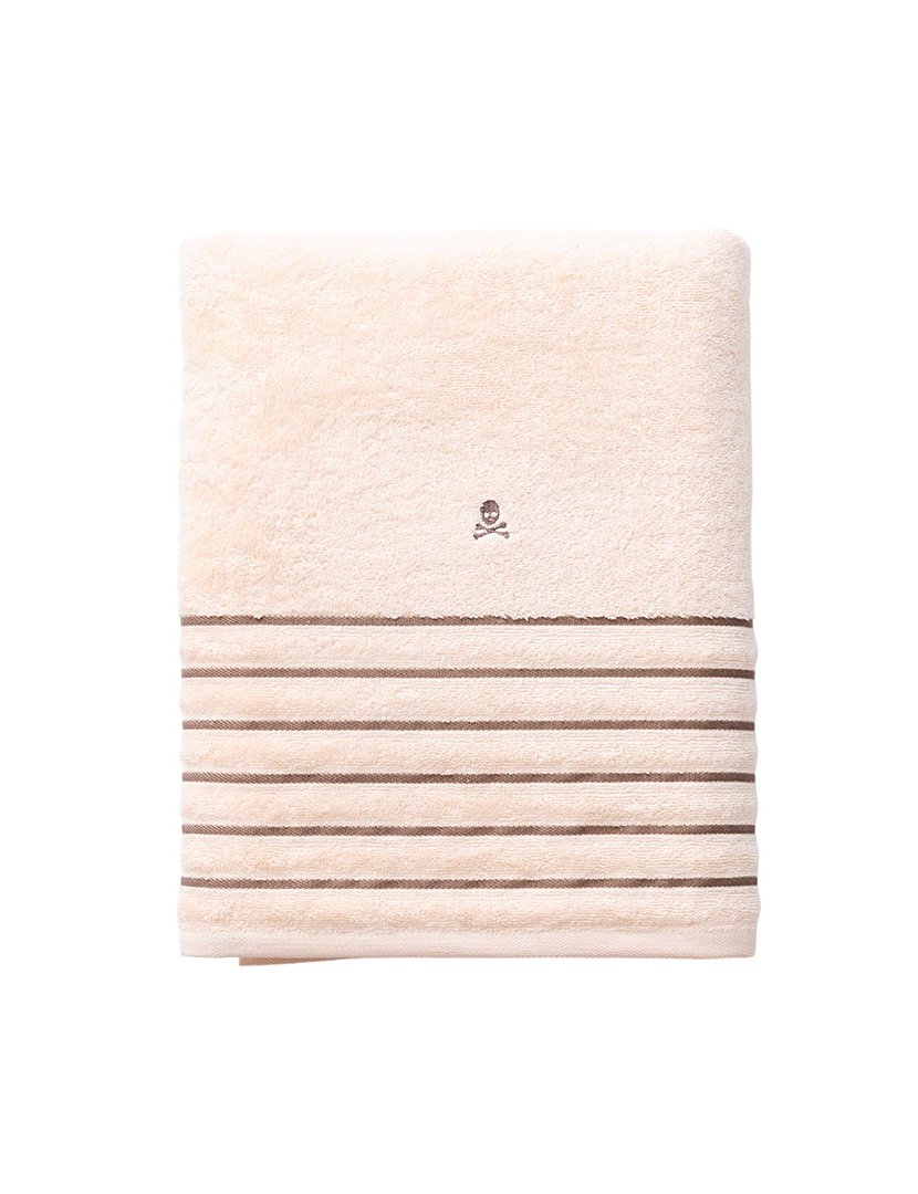 Toalha de Banho Bege Riscas Castanho 90x150 cm 