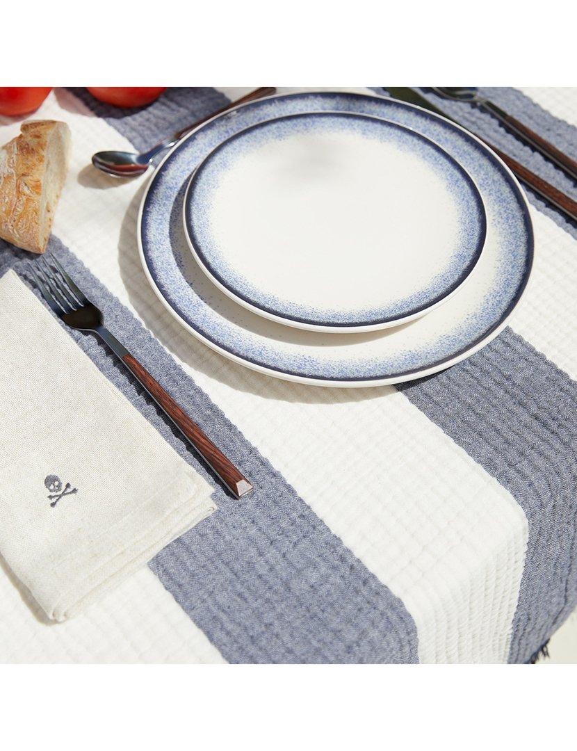 Manta Listrada 140x190 cm Azul Marinho