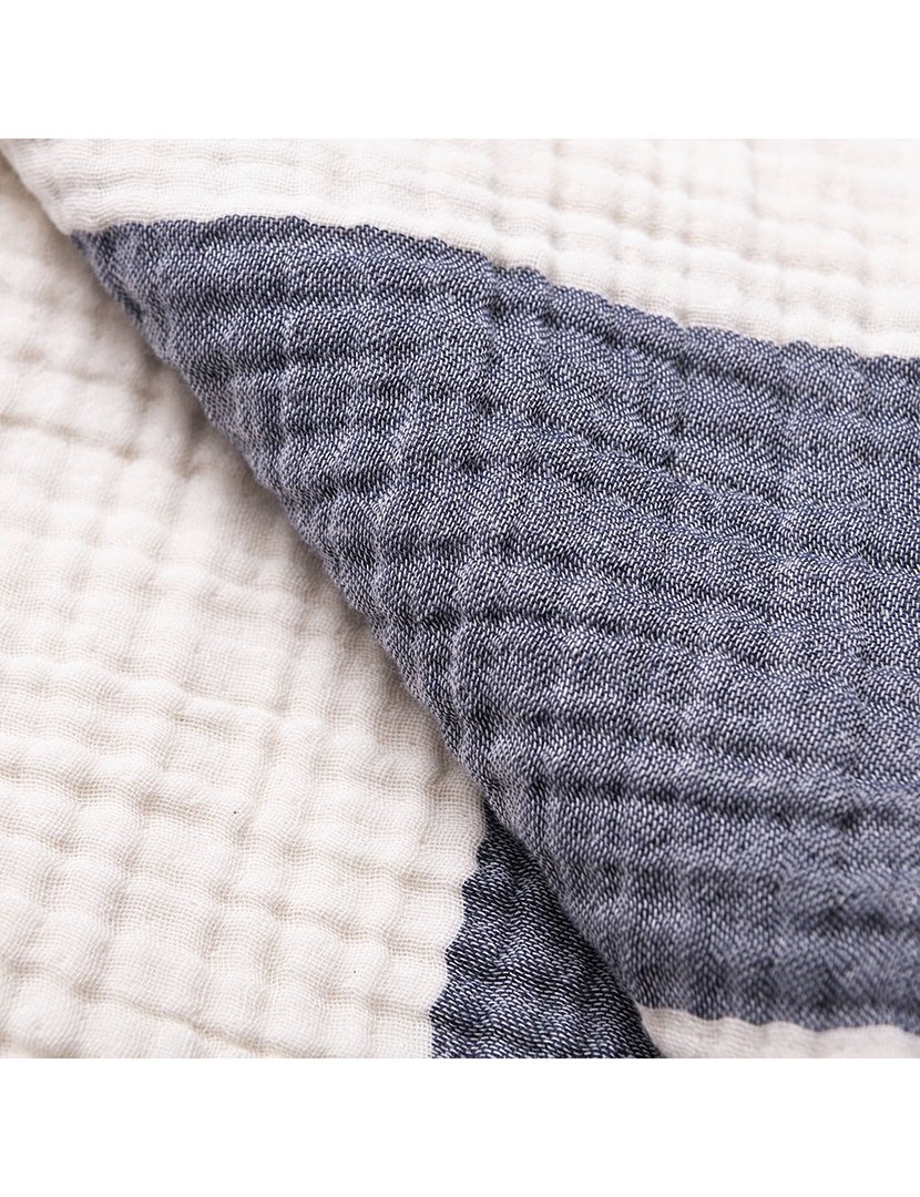 Manta Listrada 140x190 cm Azul Marinho