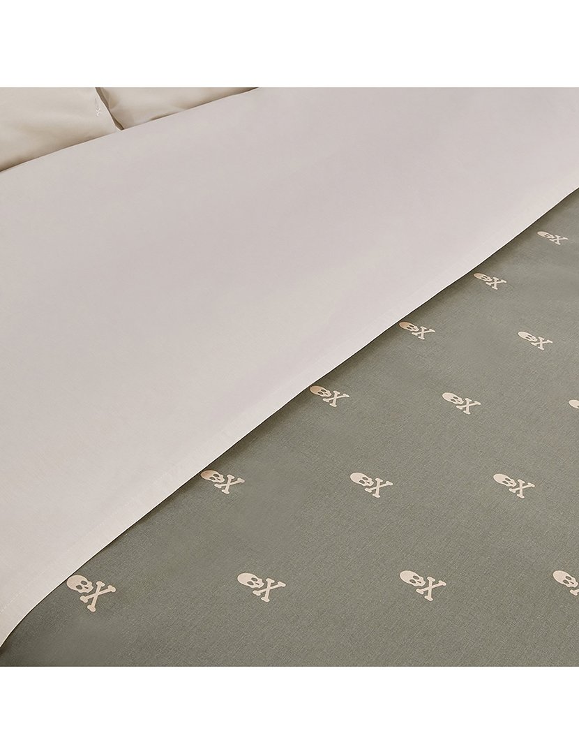 Conjunto Cama - capa de edredon + 2 fronhas para almofadas Verde/Castanho