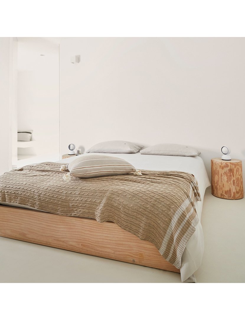 Manta Tricô Trançado 140x190 cm Listras Castanho/Bege