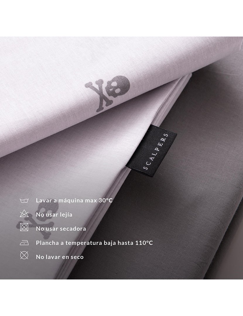 Conjunto Cama 260x240 cm - capa de edredon + 2 fronhas Caveiras Cinzento