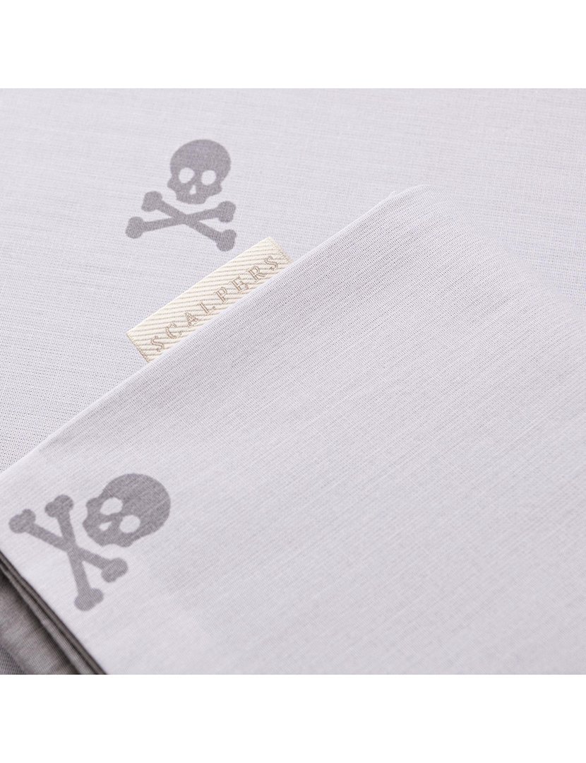 Conjunto Cama 260x240 cm - capa de edredon + 2 fronhas Caveiras Cinzento