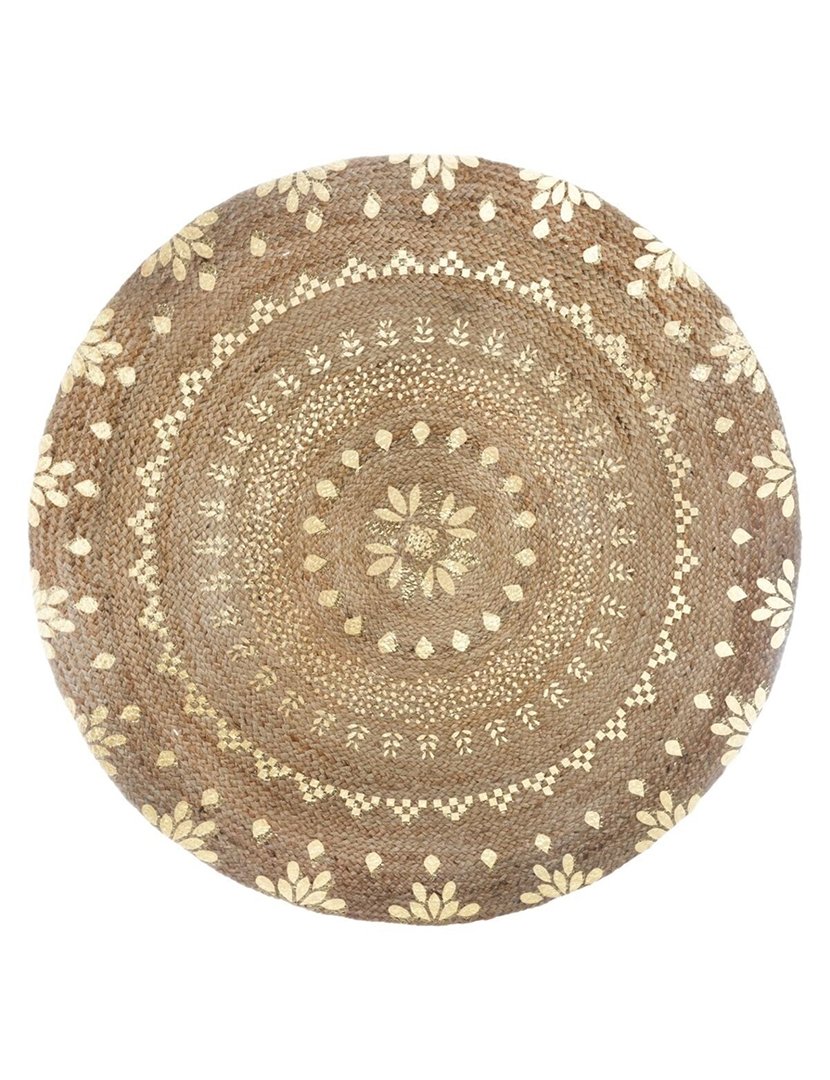 Tapete juta com decorações douradas 115 cm