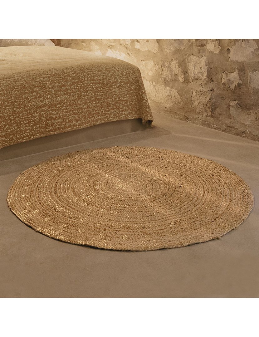 Tapete juta com decorações douradas 115 cm
