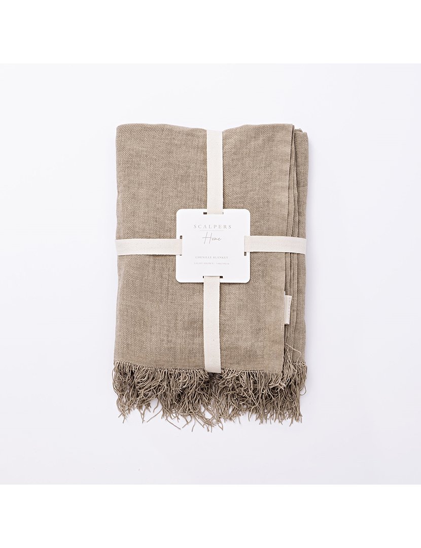 Manta de chenille 140x190 cm Castanho