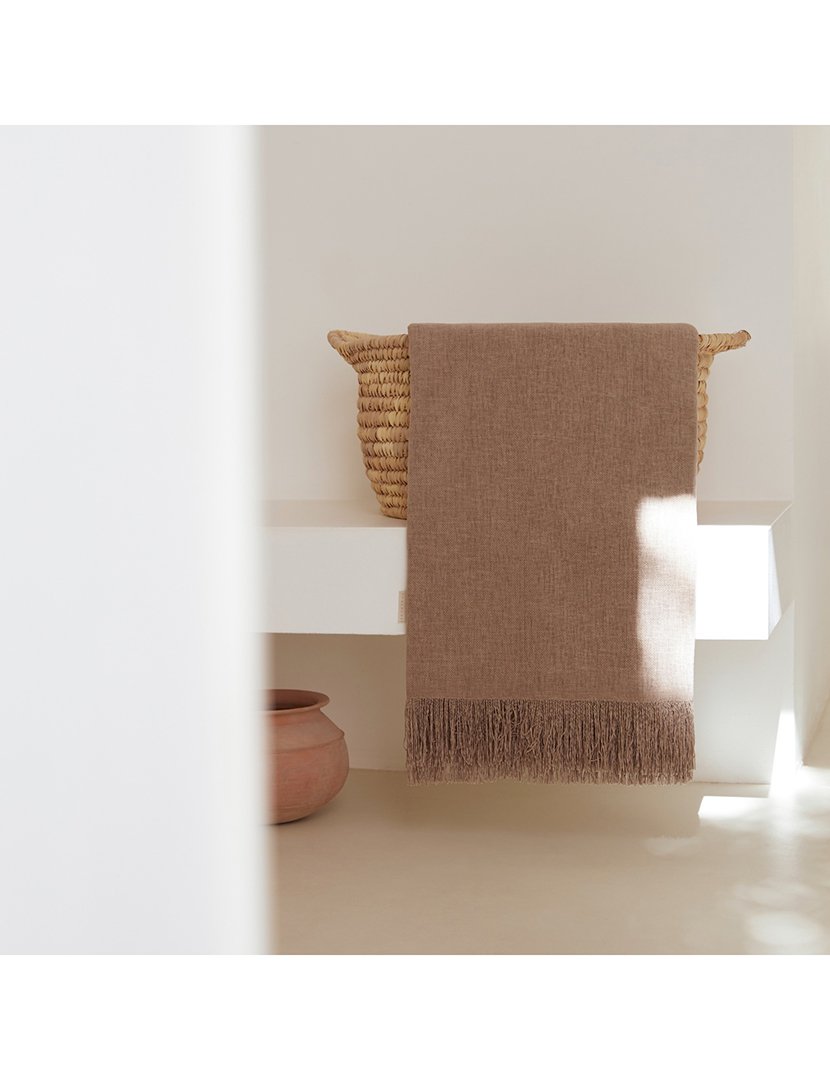 Manta de chenille 140x190 cm Castanho