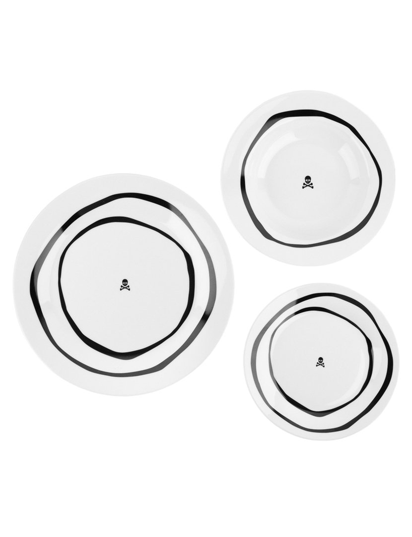 Conjunto Loiça Porcelana 12 peças Preto e Branco 