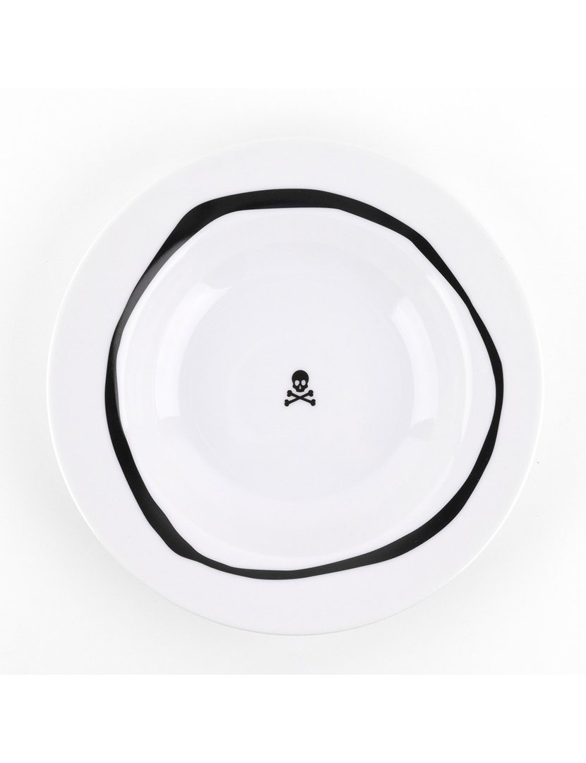 Conjunto Loiça Porcelana 12 peças Preto e Branco 