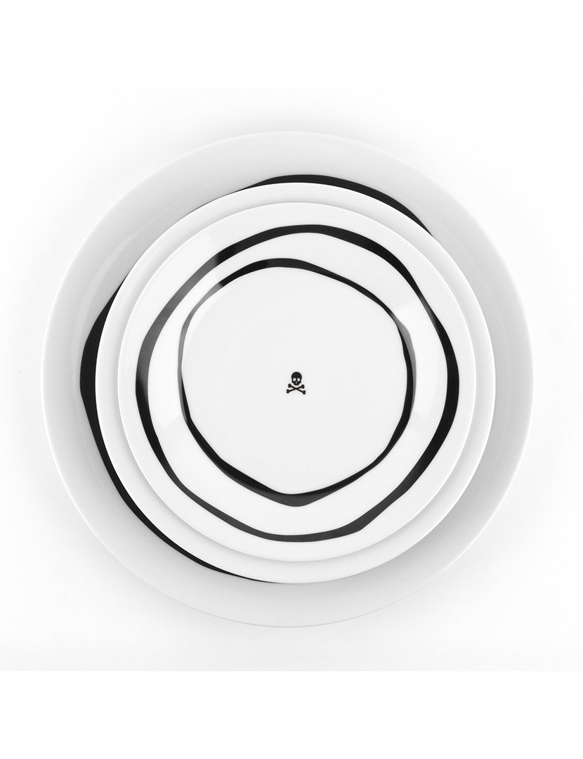 Conjunto Loiça Porcelana 12 peças Preto e Branco 