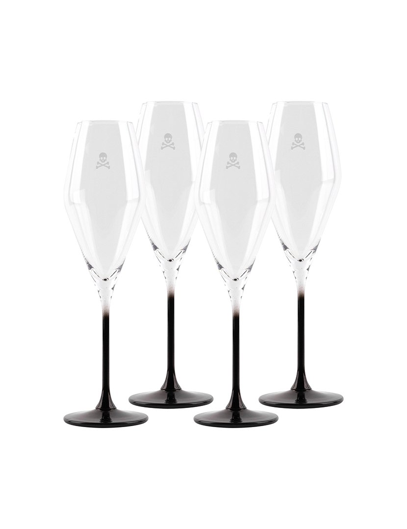 Conjunto de 4 taças champanhe vidro 18,2cl Preto