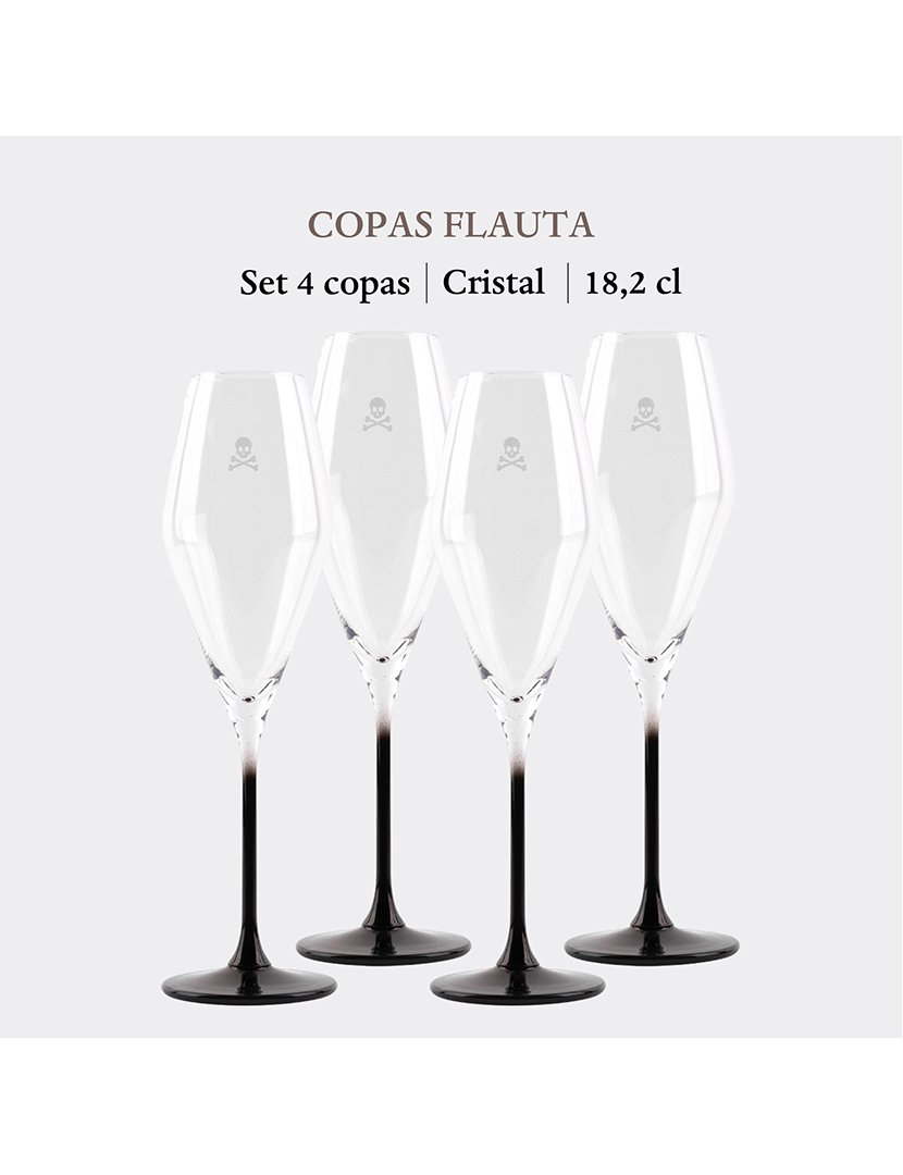 Conjunto de 4 taças champanhe vidro 18,2cl Preto