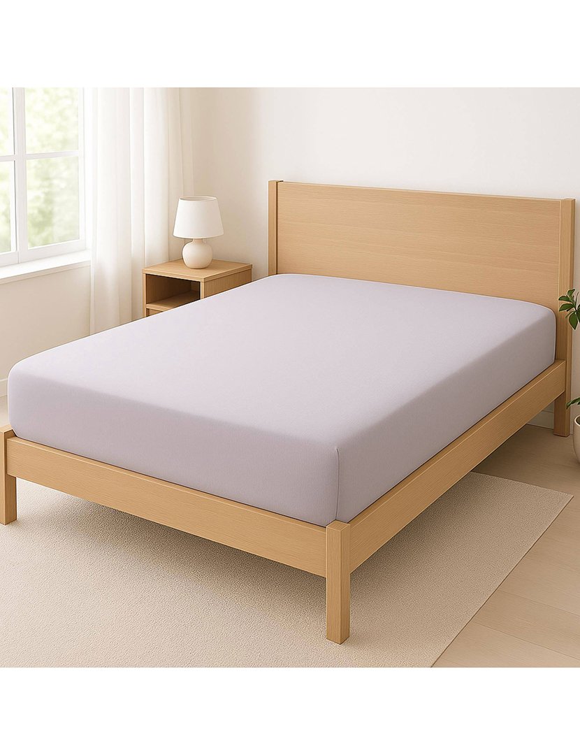 Lençol de Baixo com Elástico 150x200+30 cm Cinzento Claro