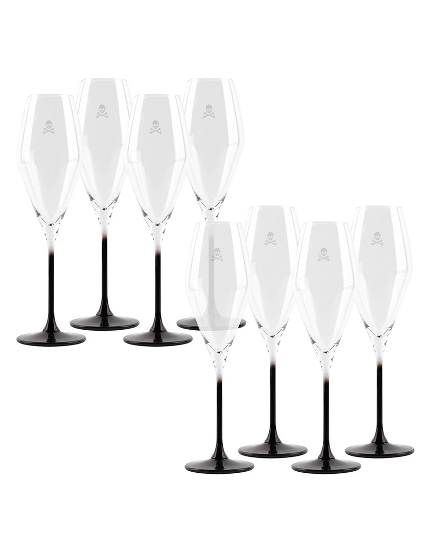 Conjunto 8 taças de champanhe em cristal 18,2cl Preto