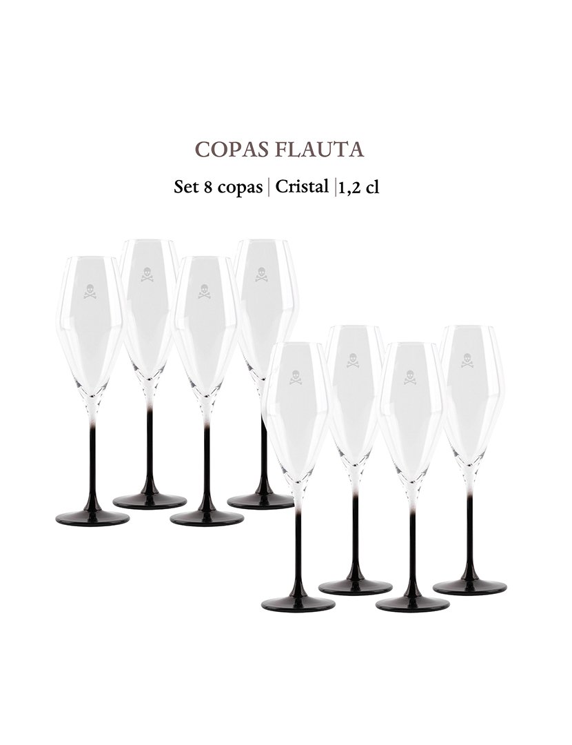 Conjunto 8 taças de champanhe em cristal 18,2cl Preto