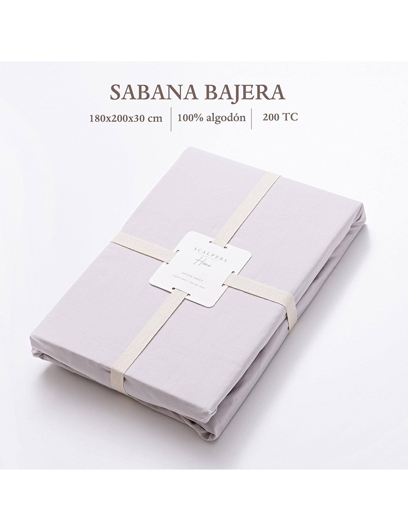 Lençol de Baixo com Elástico 180x200+30 cm Cinzento Claro