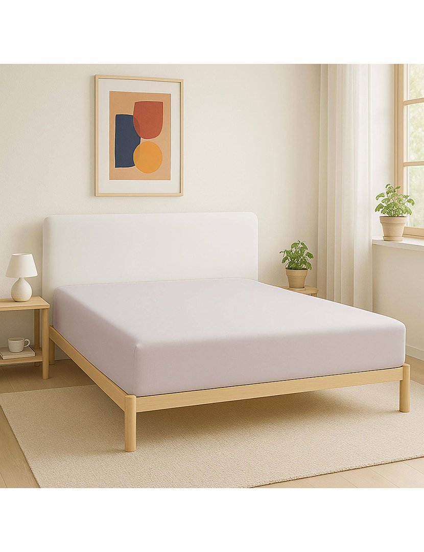 Lençol de Baixo com Elástico 180x200+30 cm Cinzento Claro