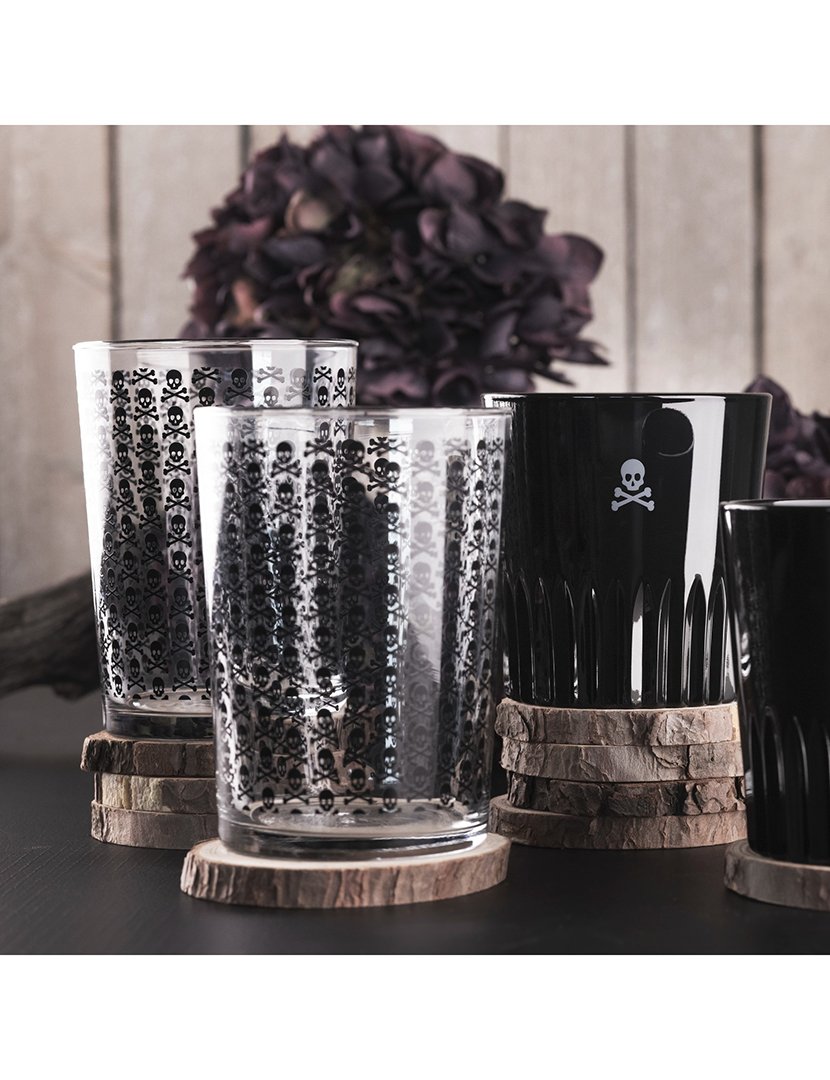 Conjunto 2 copos de sidra com caveiras