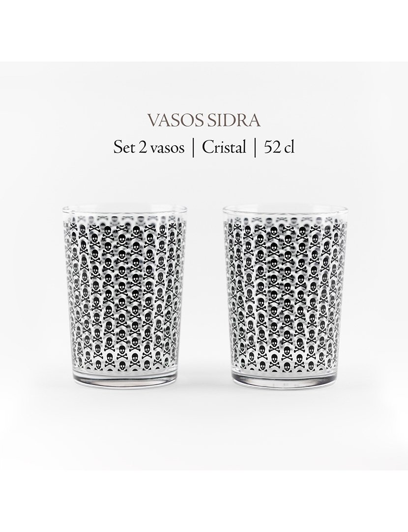 Conjunto 2 copos de sidra com caveiras