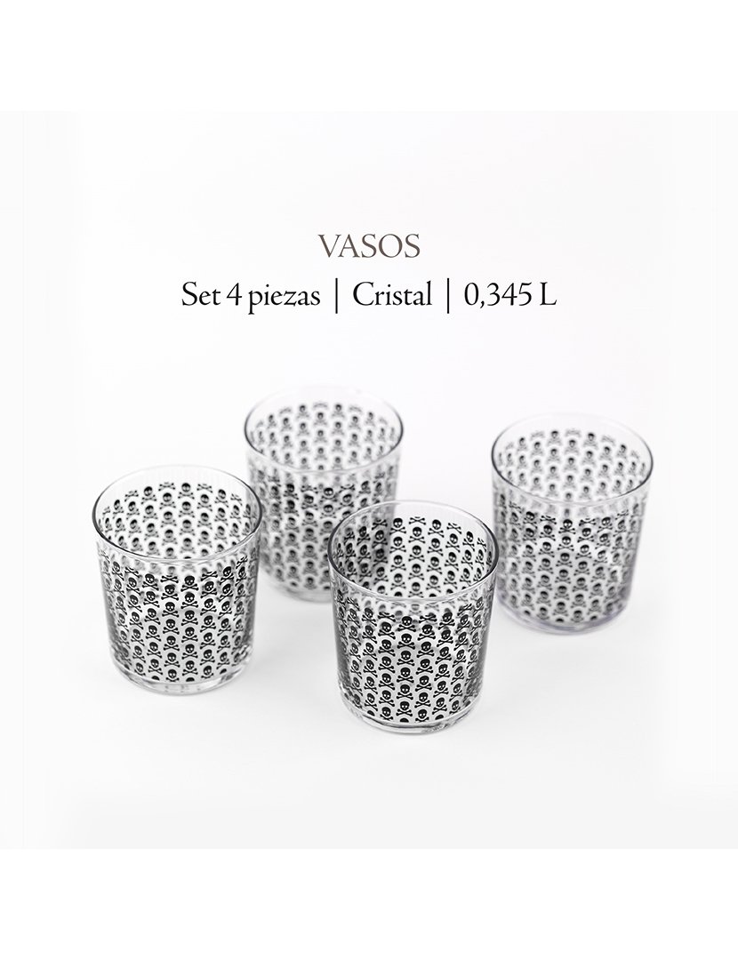 Conjunto 4 copos de água em formato caveira 35cl